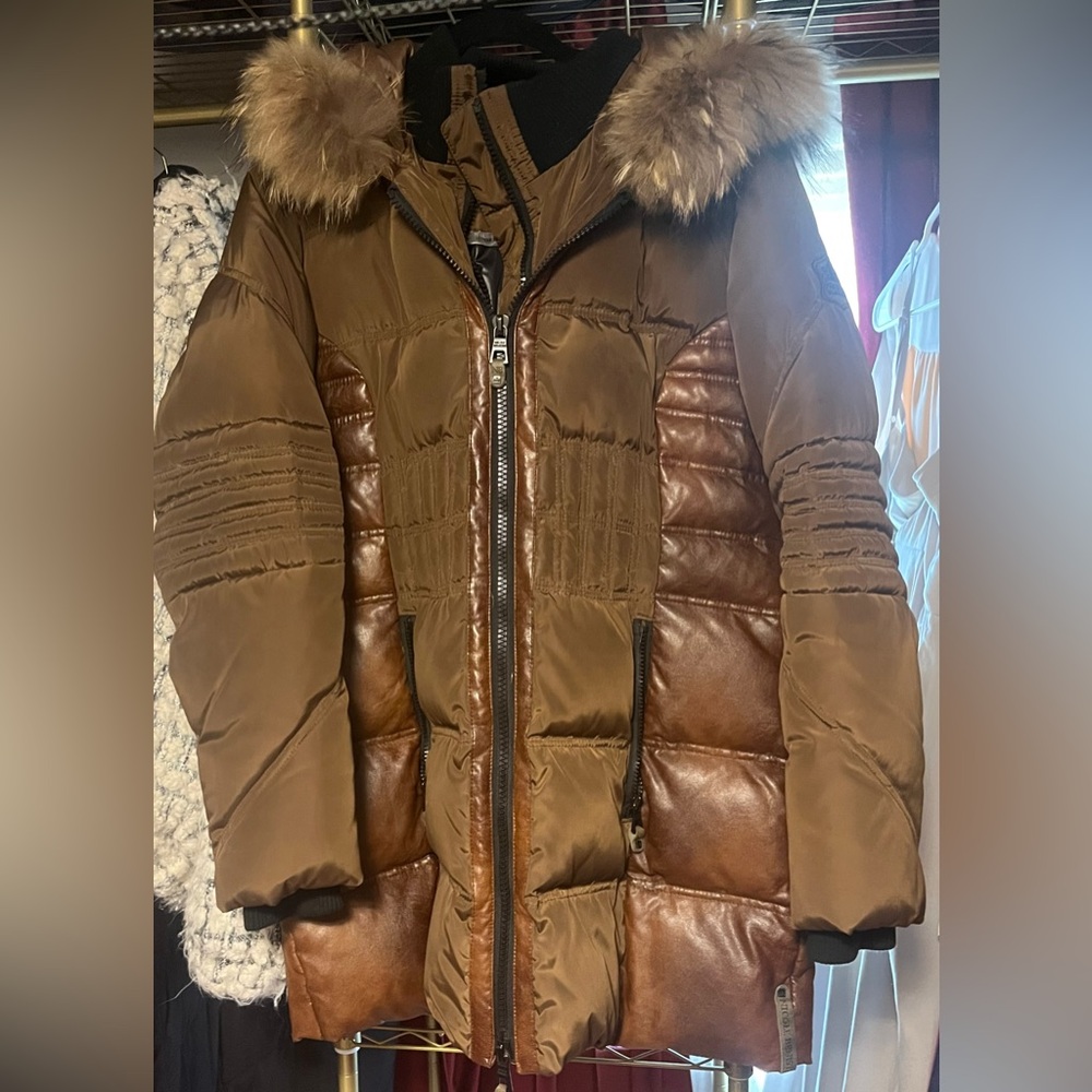 Nicole Benisti -Brown Fur-Trimmed Puffer Jacket